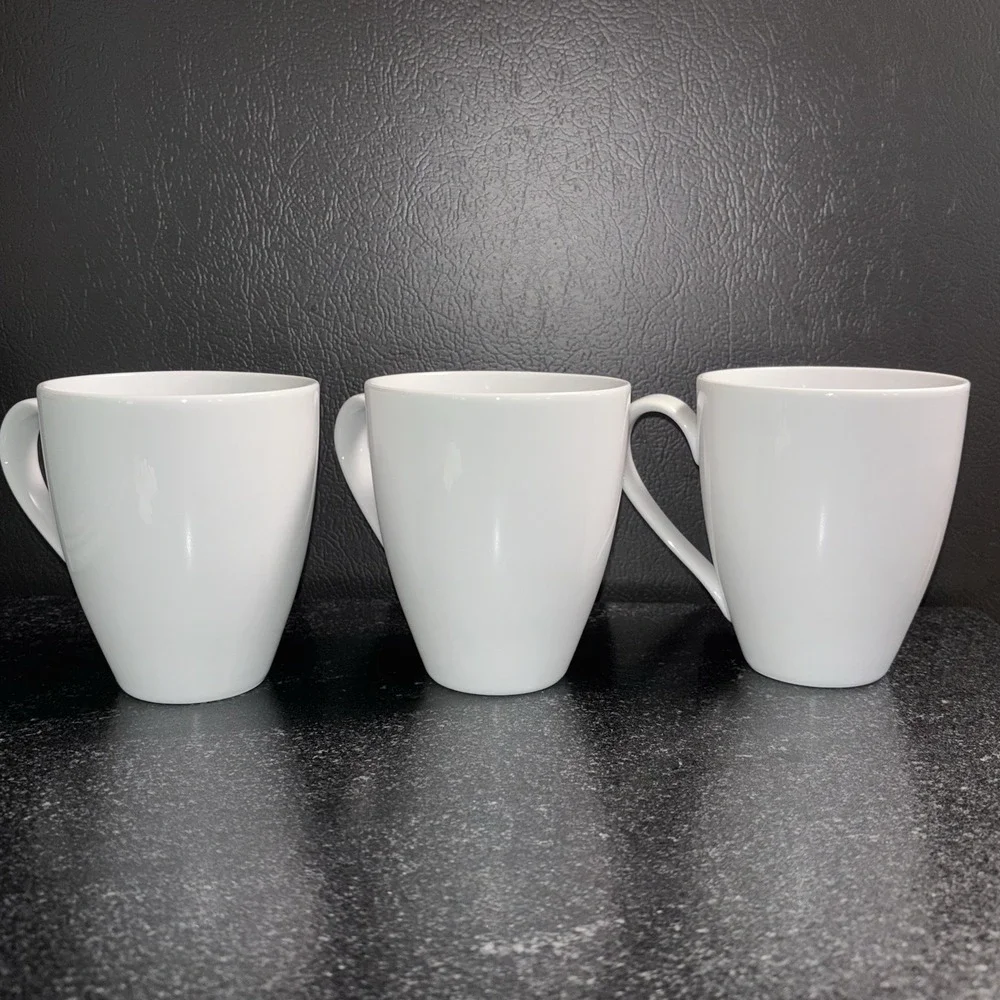 West Elm White Coffee Mugs Cups Set Of 3 Tea 4.25